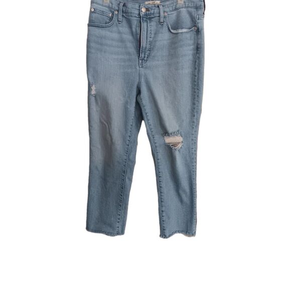 MADEWELL Perfect Vintage Jeans Women’s P SZ 30P Distressed Raw Hem Light Wash - Picture 1 of 8